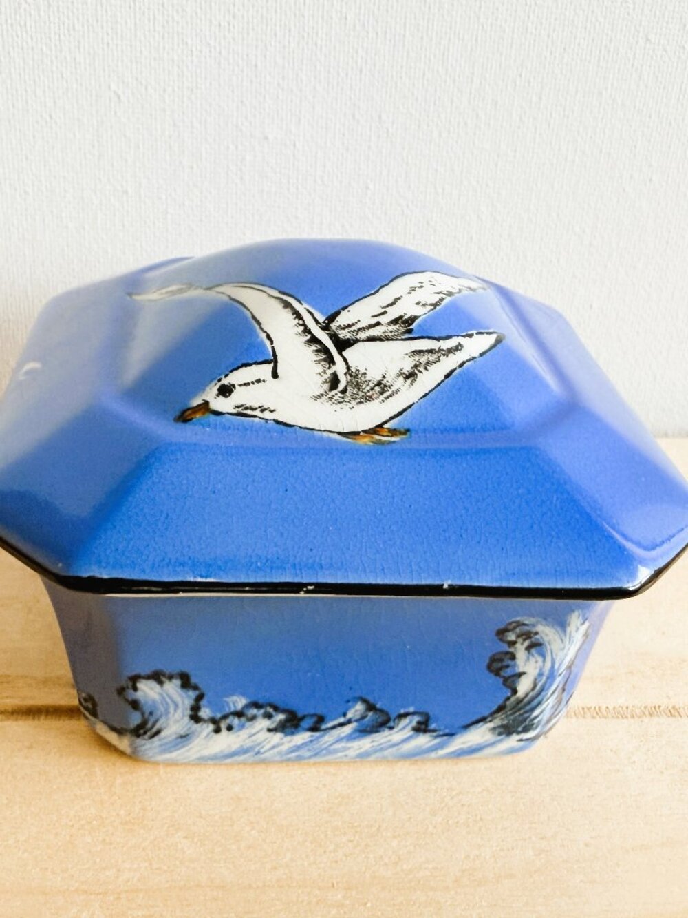 Antique Green and Co Seagull Trinket Dish With Lid